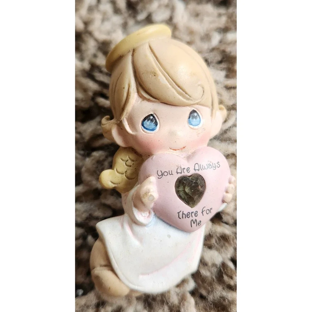 Precious Moment Angel Heart Brooch Pin You Are Always There For Me Vintage Resin